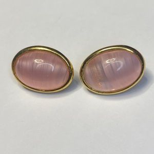 Vintage goldtone Napier pink pierced earrings